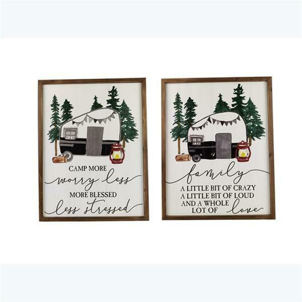 Youngs Wood Framed Camper Wall Sign, Assorted Color - 2 Piece 20818